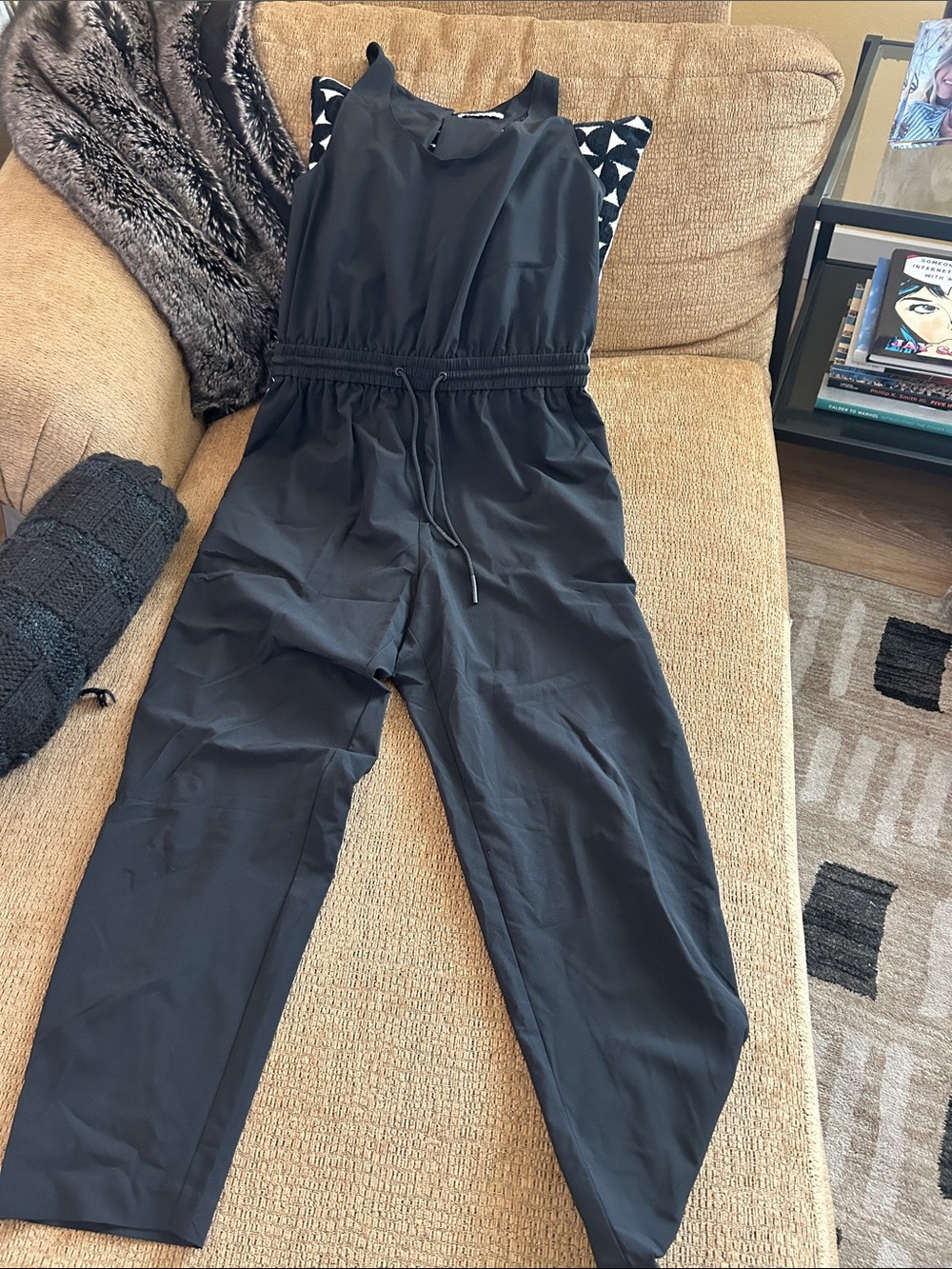 Banana Republic Black Sleeveless Drawstring Waist Jumpsuit